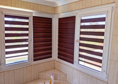 WindowPlus - Perth - Australia - Western Australia - Red Colour Striped Blinds for uPVC Double Glazed Windows in Bathroom 4